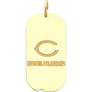  14K Gold NFL Chicago Bears C Logo Dog Tag Charm Sports 