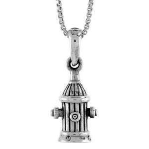 925 Sterling Silver Water Hydrant Pendant (w/ 18 Silver Chain), 9/16 