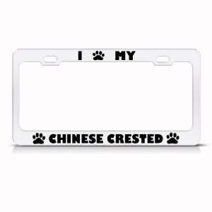  Chinese Crested Dog White Metal license plate frame Tag 