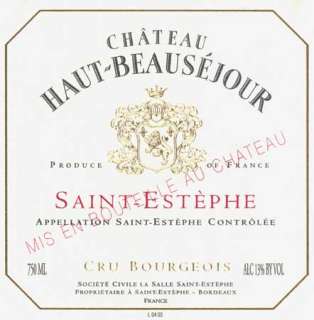   all chateau haut beausejour wine from st estephe bordeaux red blends