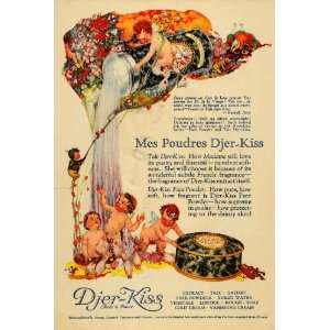  1923 Ad Djer Kiss Talc Beauty Madame Satyr Myth Elf Art 