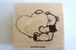 Stempin Up Rubber Stamp Bear Holding Big Heart  