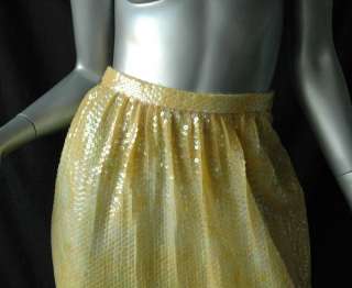 HALSTON *VINTAGE* Sequined Tank Top+Skirt Set Outfit S  