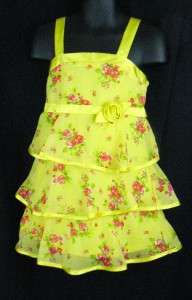 NWT~GIRLS~AMY BYER~SOCIAL~PARTY~EASTER~YELLOW TIERED ROSE FLORAL DRESS 