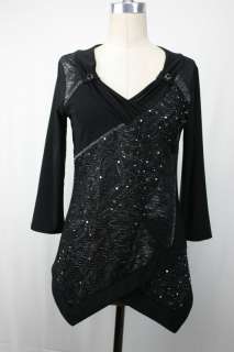 Frank Lyman Design Black/Silver Sequin Tunic Size 10 16 New NWT UK 12 