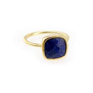  Gold Gemstones stackable ring with semi precious stone Lapis Lazuli 