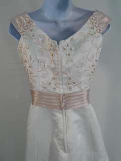 MON CHERI Cream Floral Wedding Gown Dress Gloves sz 10  