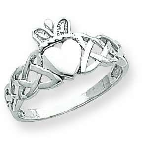  14k White Gold Mens Claddagh Ring, Size 9.5 Jewelry