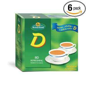 Brooke Bond D Teabags, 80 Count (Pack of 6)  Grocery 