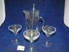 VTG 1950s W.Virginia Glass Martini Pitcher Set Lot  