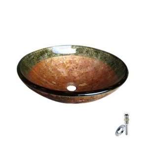 Year Warranty Brown and Green Round Tempered glass Vessel Sink With 