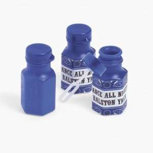 48 Personalized Blue Wild West Hexagon Bubble Bottles   Novelty Toys 
