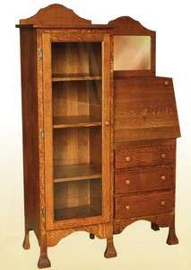 Amish Solid Wood Writing Secretary Desk Office Bookcase Country 