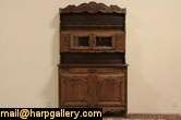 Country French Carved Oak 1910 Antique Vasselier or Pewter Cupboard 