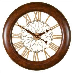  Beliz Wall Clock by Ridgeway   Brown Leather Finish (5012 