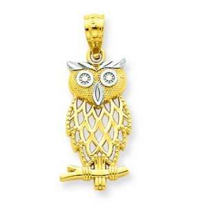  14k & Rhodium Owl Pendant Shop4Silver Jewelry