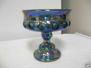 Indiana CARNIVAL GLASS Thumbprint Pedestal Bowl Kings  