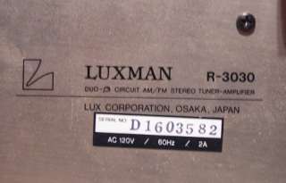 Vintage Luxman R 3030 Stereo Tuner Amplifier Receiver  