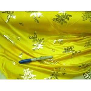  Fabric Stretch Floral Liquid Lame Yellow AA316 By Yard,1 