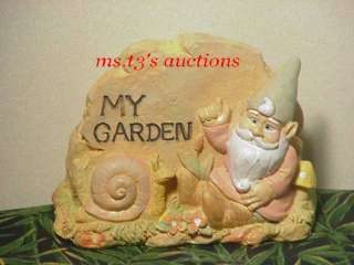 MY GARDEN GNOME & SNAIL ROCK garden statue pond decor  