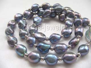 Beautiful 20 9 11mm black baroque FW pearl necklace  