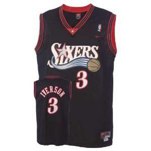 Nike Philadelphia 76ers #3 Allen Iverson Black Swingman Jersey  
