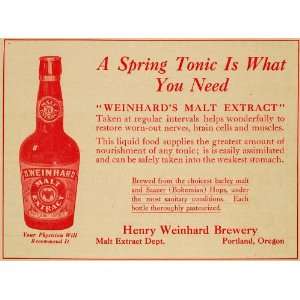  1911 Ad H. Weinhard Malt Extract Brewery Malt Beer 