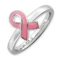 Beautiful Dainty Sterling Silver Stackable Expressions Breast Cancer 