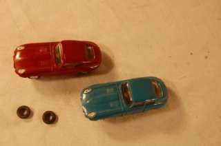 VINTAGE FALLER HO SCALE JAGUAR SLOT CAR RED + BLUE  