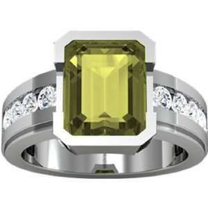  14K White Gold Lemon Quartz and Diamond Ring Jewelry