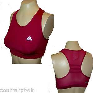 Top Bra Sport Athletic Exercise, Adidas, Burgundy Red ClimaCool Racer 