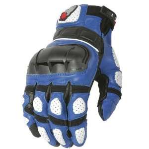 Joe Rocket Mens Supermoto Blue and Black Leather motorcycle gloves 