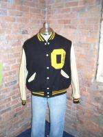Vintage 1960s Wool/Leather Atheltic Letter Jacket O State Black 