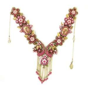  Michal Negrin Vintage Inspired Necklace with Rose Prints 