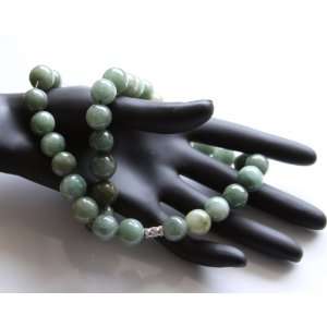   Untreated Burmese Olive Green Jadeite Old Jade Beads Strand Necklace