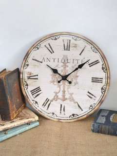 Shabby Cottage Chic Paris Antiquites Small Wall Clock  
