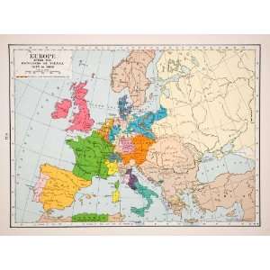  Lithograph Map Europe Congress Vienna German Confederation Austria 