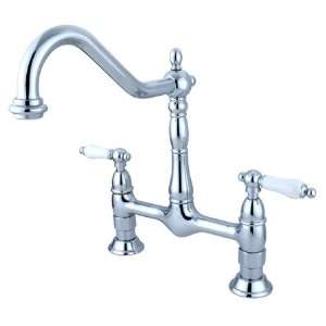   Brass PKS1171PL 8 inch center spread deck mount bridge kitchen faucet