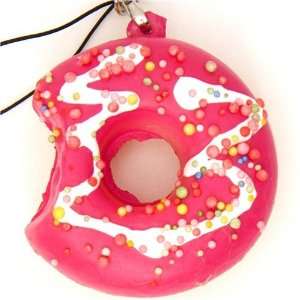  pink donut squishy charm with colourful sprinkles Toys 
