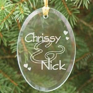  Personalized Couples Names Glass Christmas Ornament