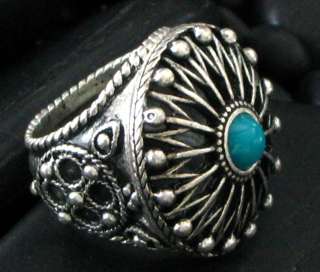 LUCKY BRAND BURNISHED TURQUOISE COLOR STONE RING S7.5 8  