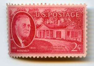 ROOSEVELT 2 cent US postag stamp 1882 1942 warm springs  