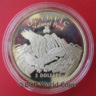 COOK ISLANDS 1996 $2 SILVER EAGLE OLYMPIC NATIONAL PARK  
