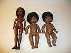 Lot of 3 African American Female Dolls vtg Black Hair Made in Hong 