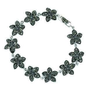  Elements Marcasite Plumeria Flower Bracelet Jewelry