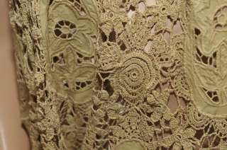 Lims Gorgeous Hand Crochet and Embroidery Cutwork A line Dress, Taupe 
