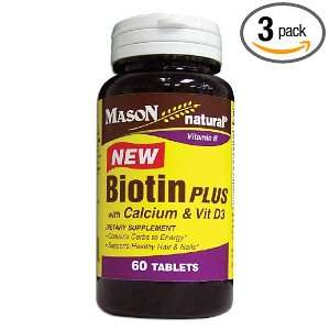 Mason Vitamins Biotin Plus with Calcium & Vitamin D 3 Tablets, 60 