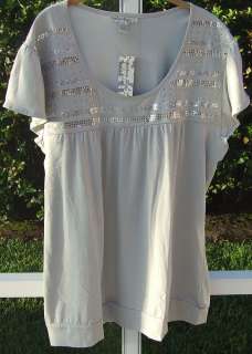 STEPHANIE ROGERS GRAY SEQUIN TOP TUNIC BLOUSE 2X NEW  