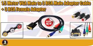   to 3RCA Male Plug Component Cable Female Socker Adapter For PC Laptop