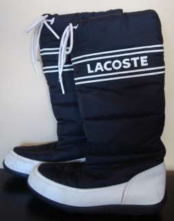 LACOSTE Womens BLACK BOOTS Logo SIZE 8 Winter SNOW BOOTS PAIR 